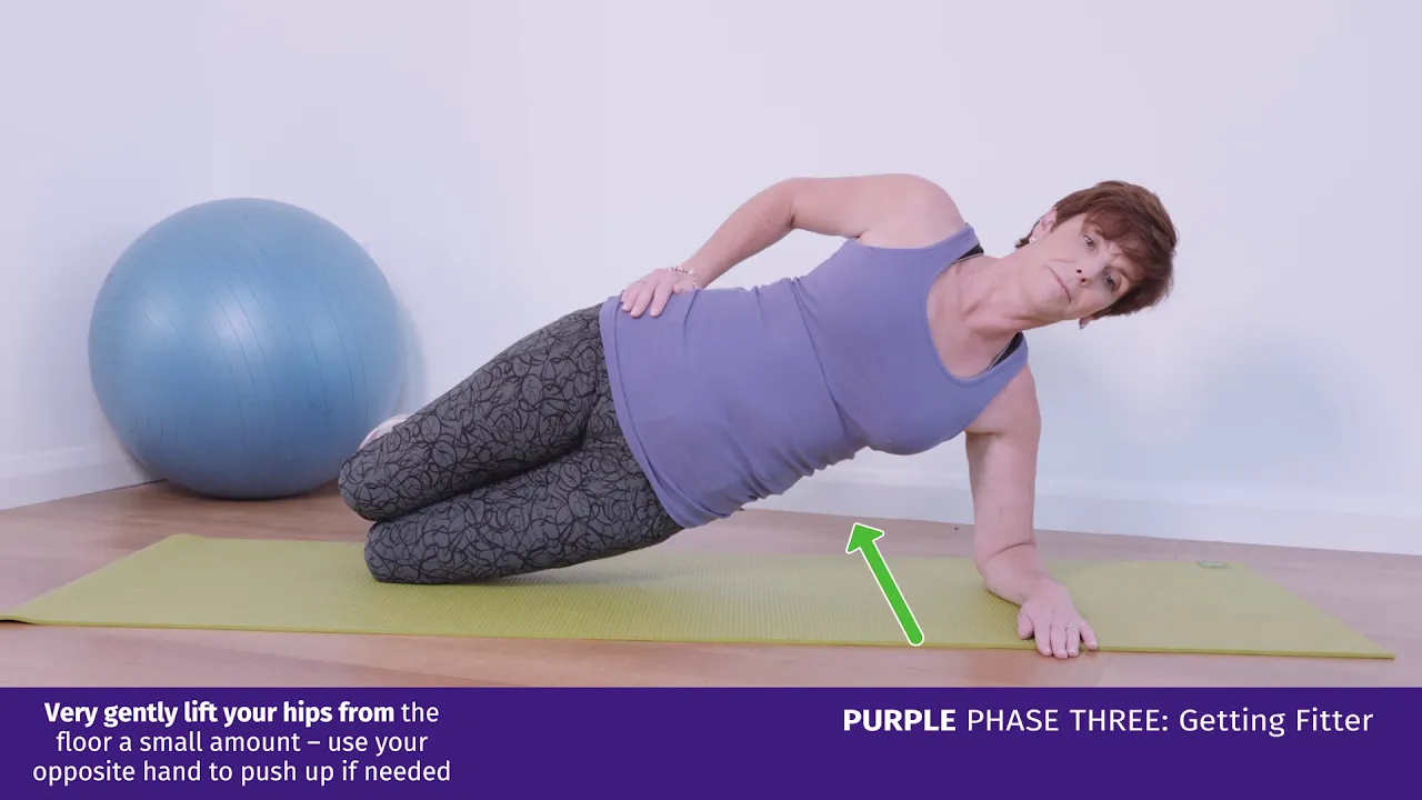 a woman doing an exercise on the floor