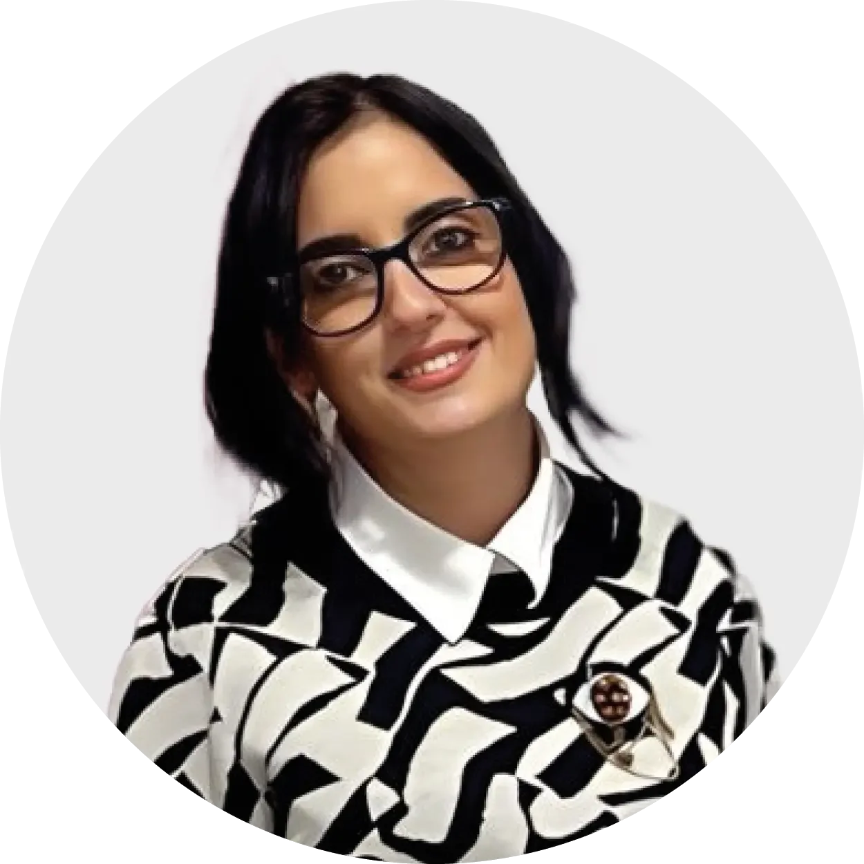 a woman wearing glasses